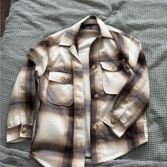 Streetwear Society Jackets & Blazers - Brown and Cream Flannel Shacket